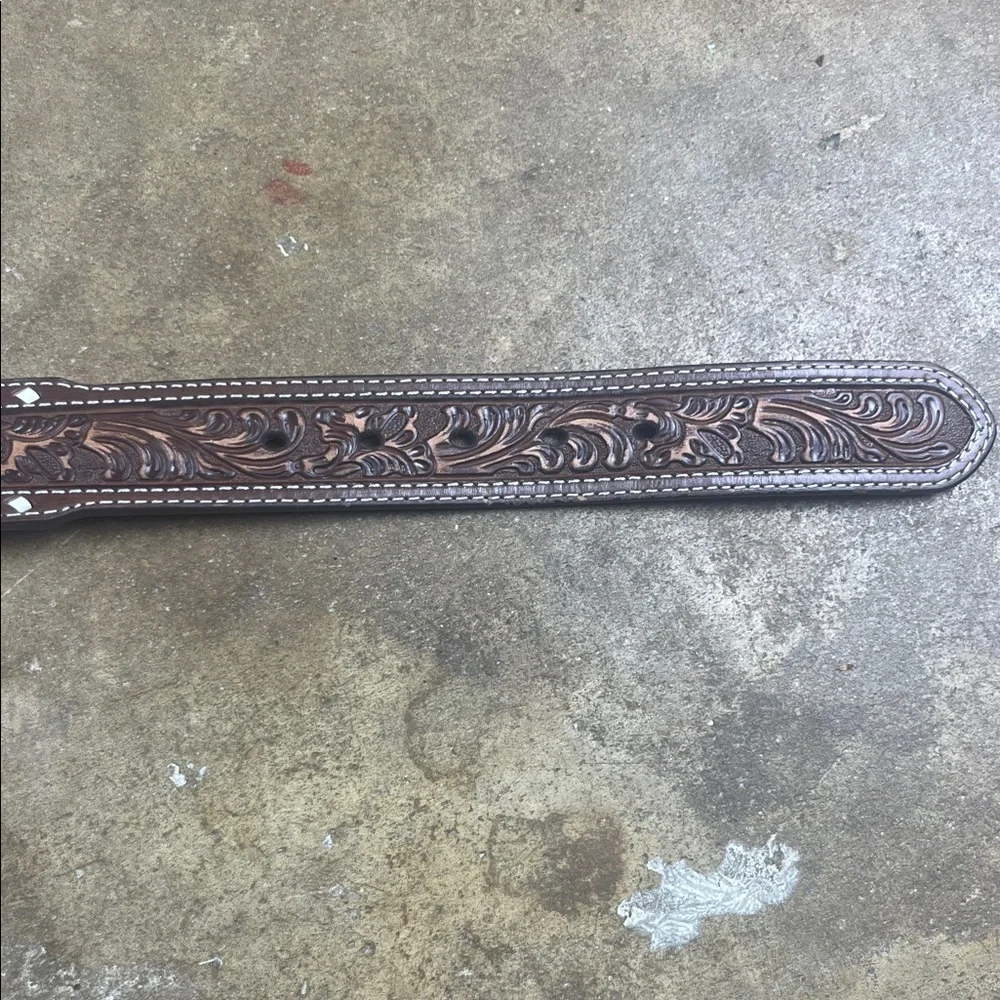 Nocona M & F Buckstitch Floral Belt Size: 38